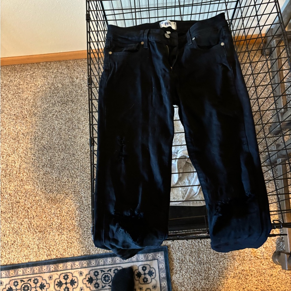 PAIGE Women's Midnight Black Straight Leg Jeans